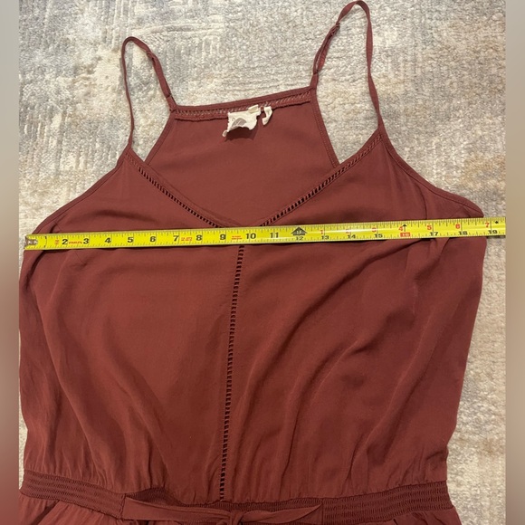 Anthropologie Lilka Nelisa Burgundy Wine Ladder Lace Detail Tank Romper Size LP - Picture 8 of 11
